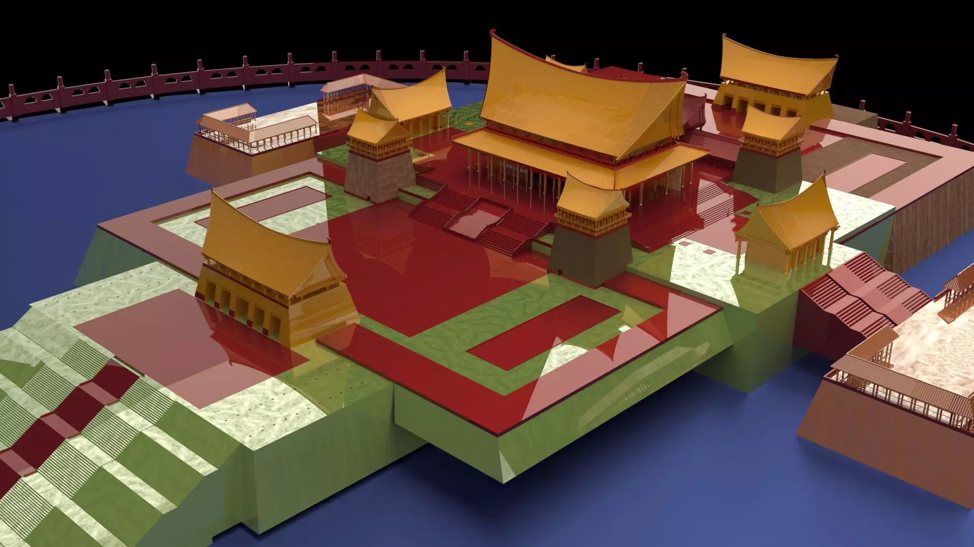 Chinese ancient courtyard house 3D model_0
