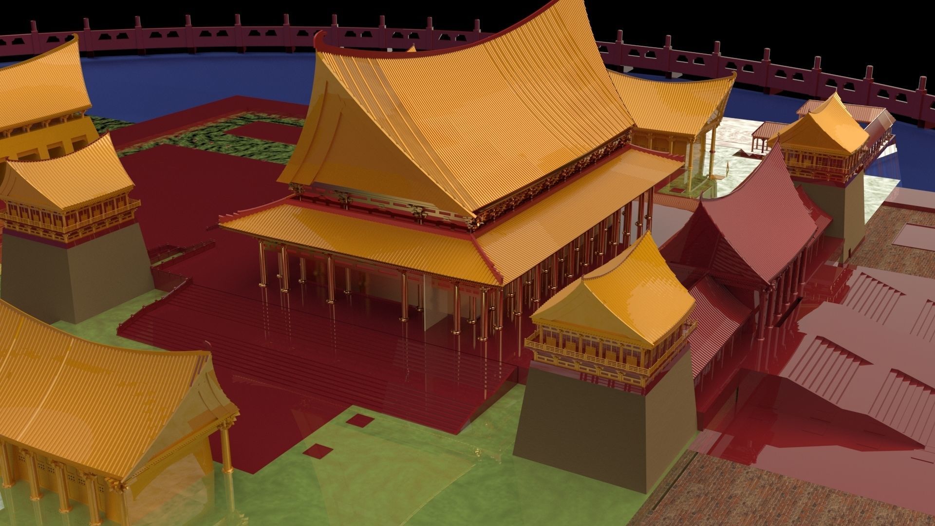 Chinese ancient courtyard house 3D model_1