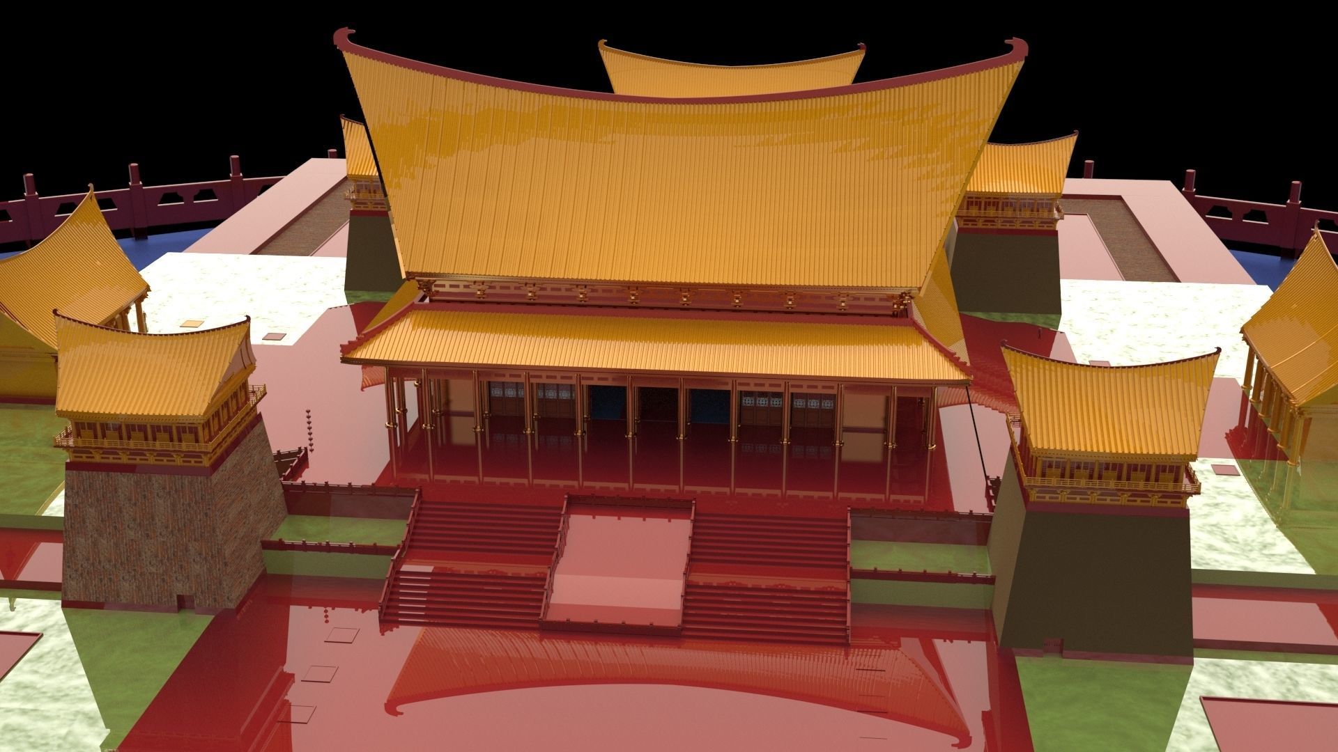 Chinese ancient courtyard house 3D model_2