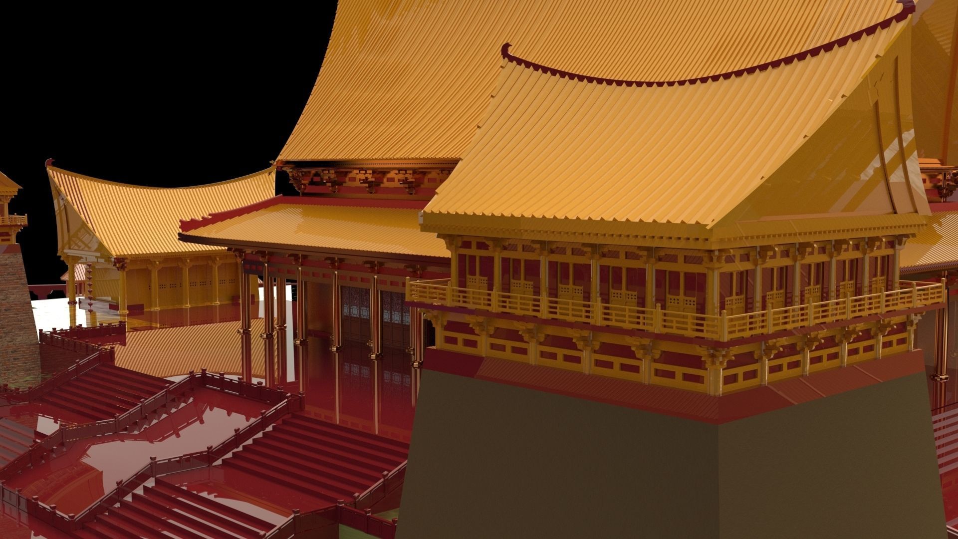 Chinese ancient courtyard house 3D model_3
