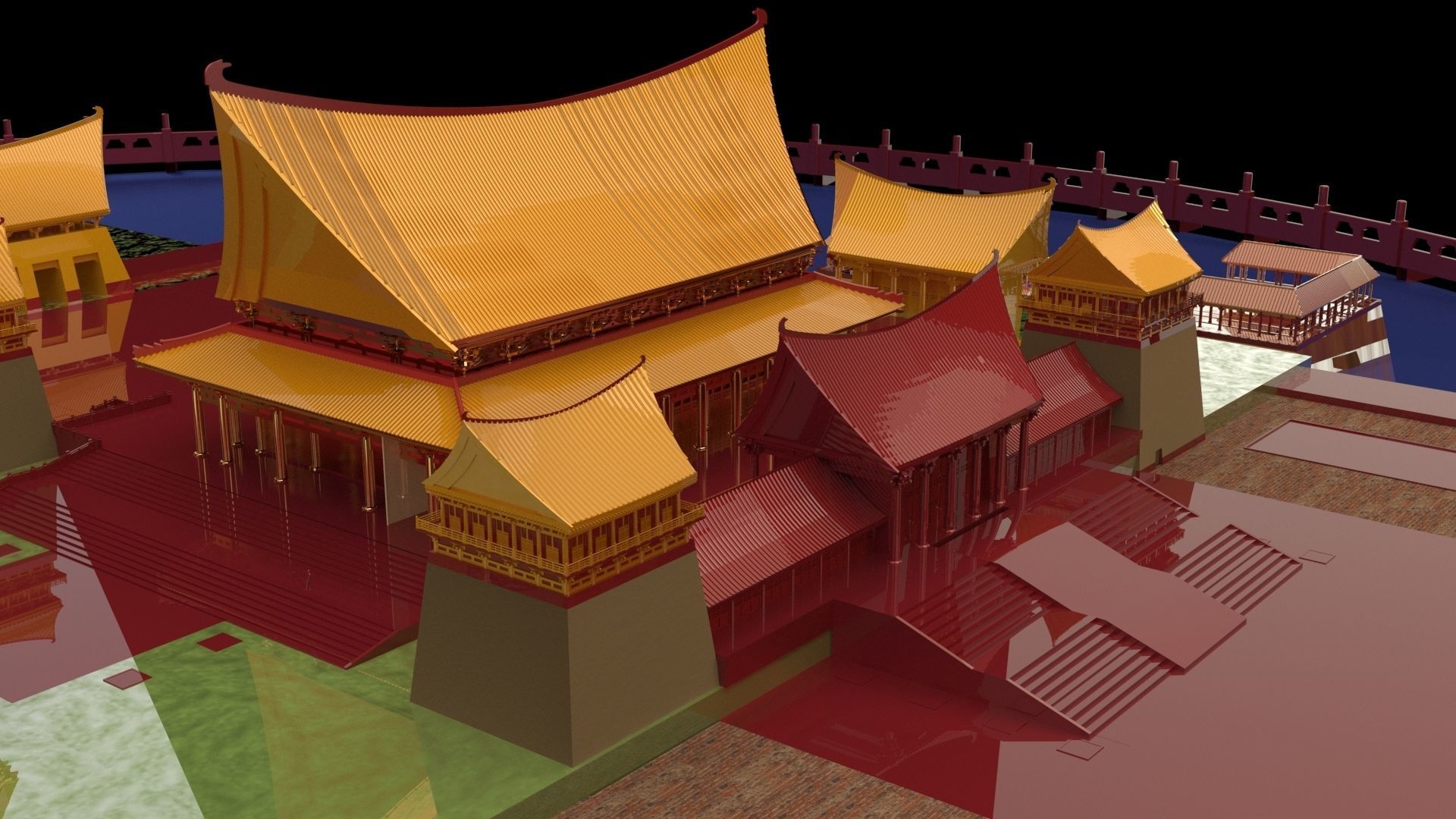 Chinese ancient courtyard house 3D model_4