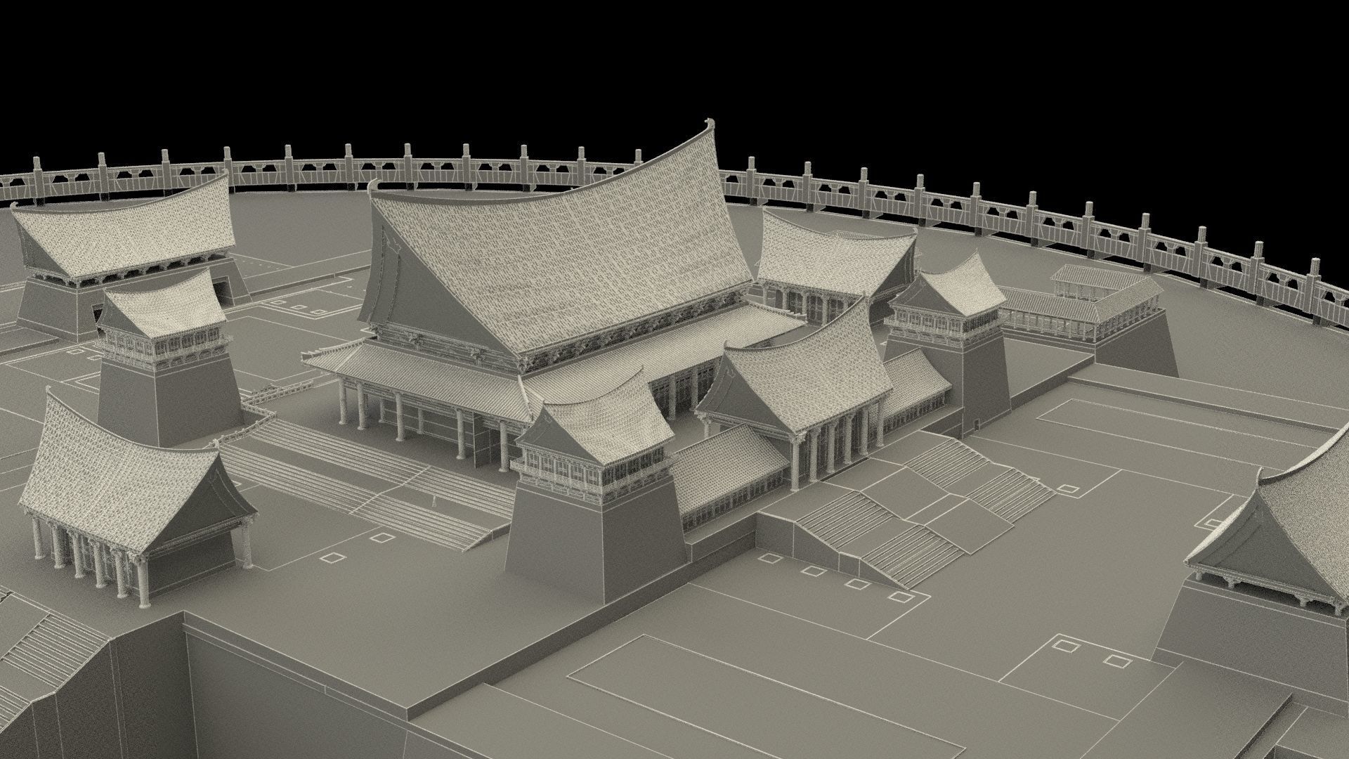 Chinese ancient courtyard house 3D model_6