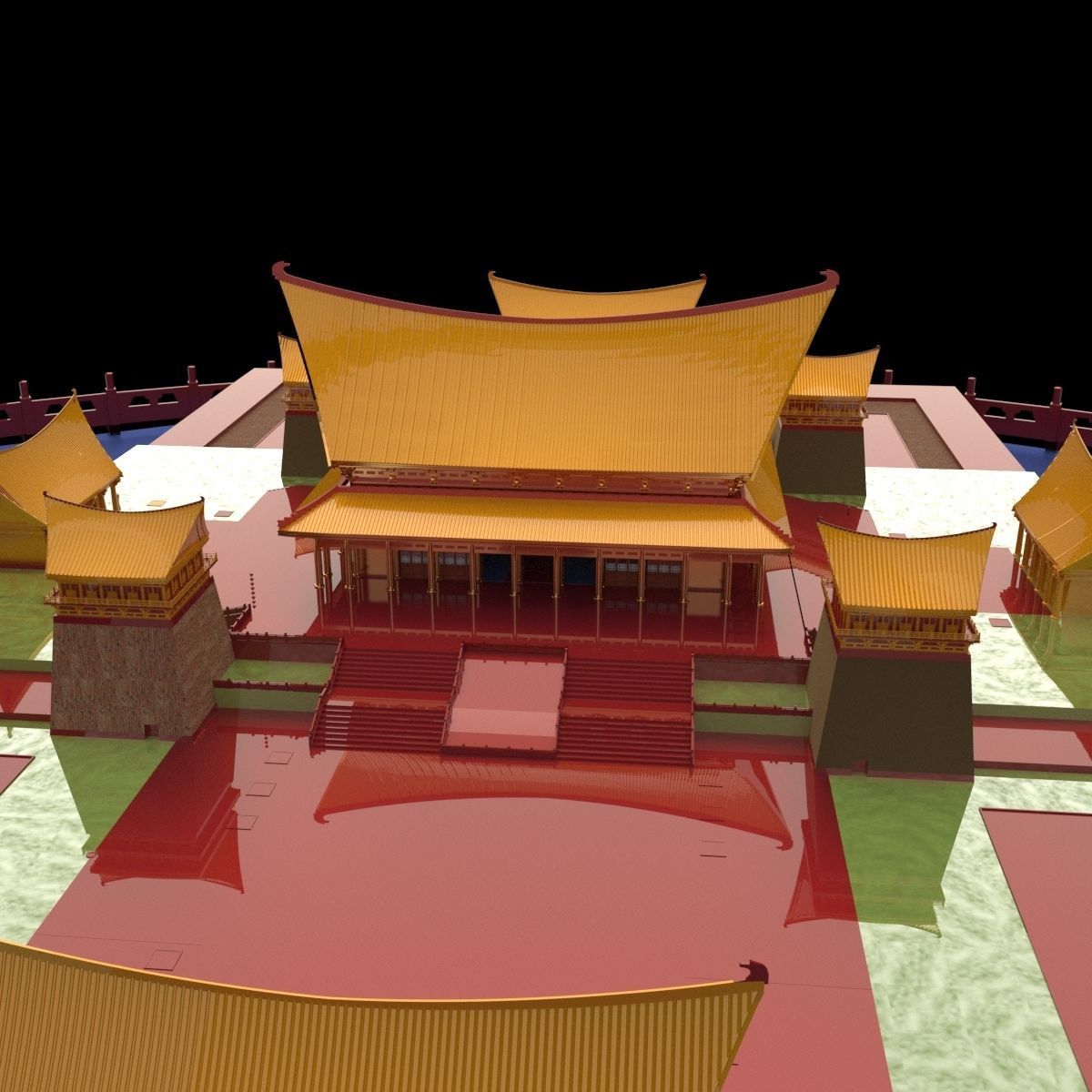 Chinese ancient courtyard house 3D model_5