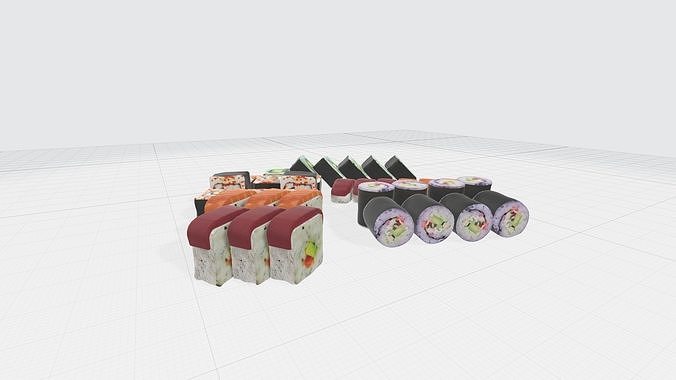 Sushi combination Low-poly 3D model