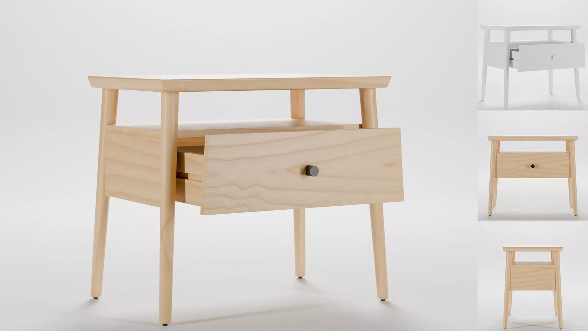 Willow solid wood nightstand Low-poly 3D model
