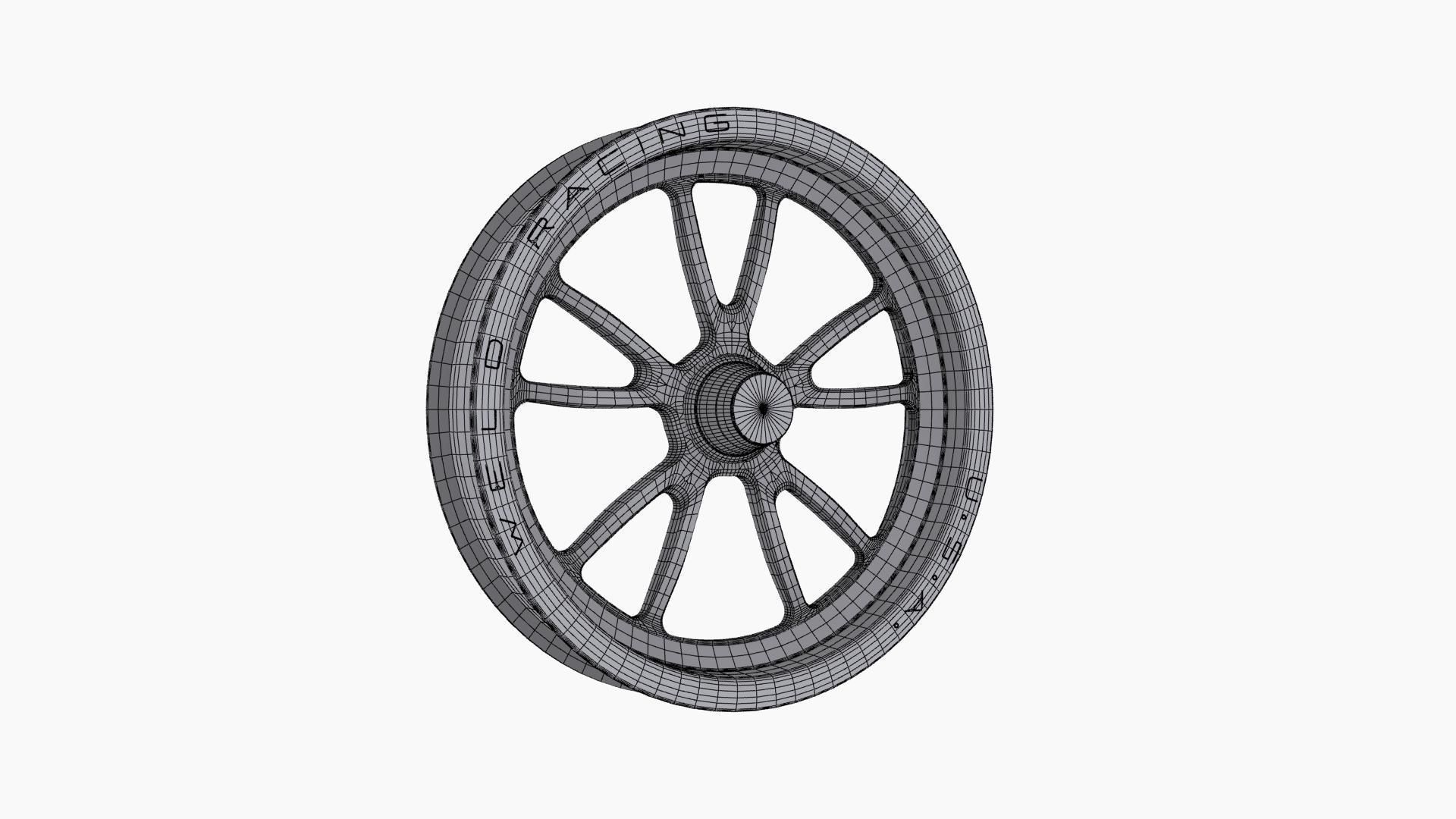 Weld Racing Full Throttle drag front wheel Low-poly 3D model_9