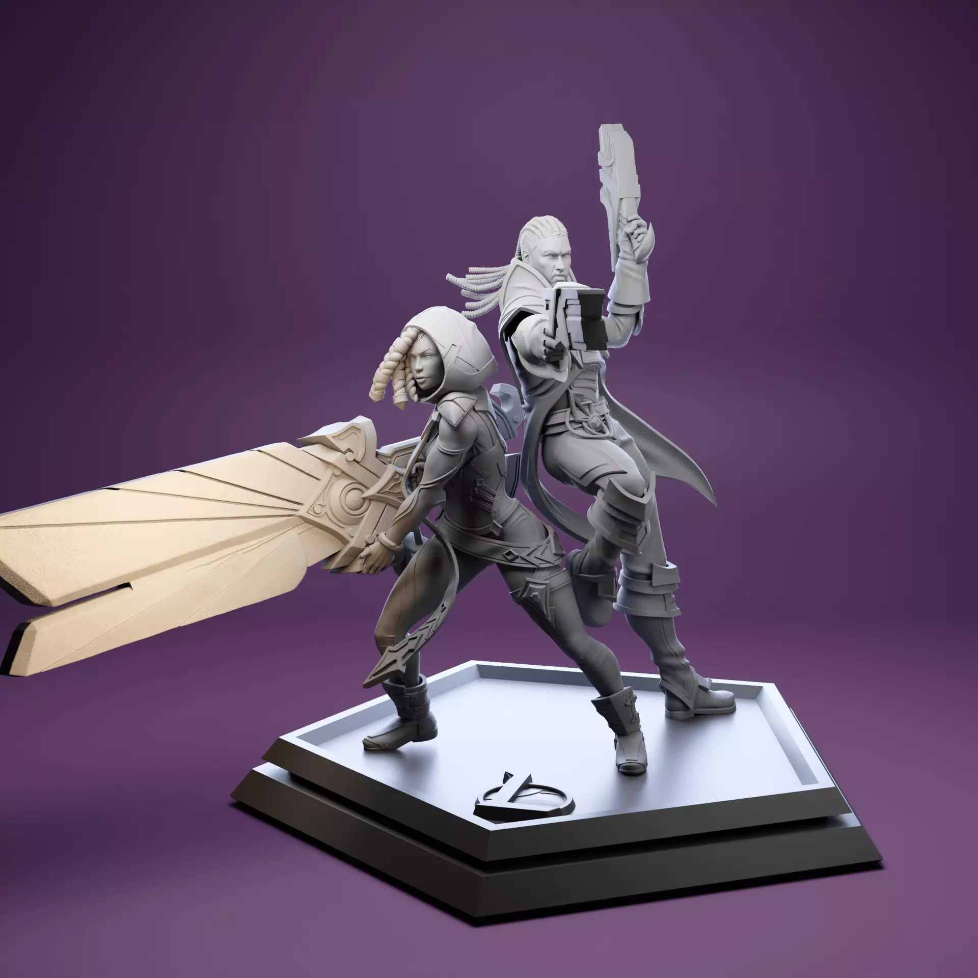 Lucian and Senna - League of Legends - Diorama 3D print model