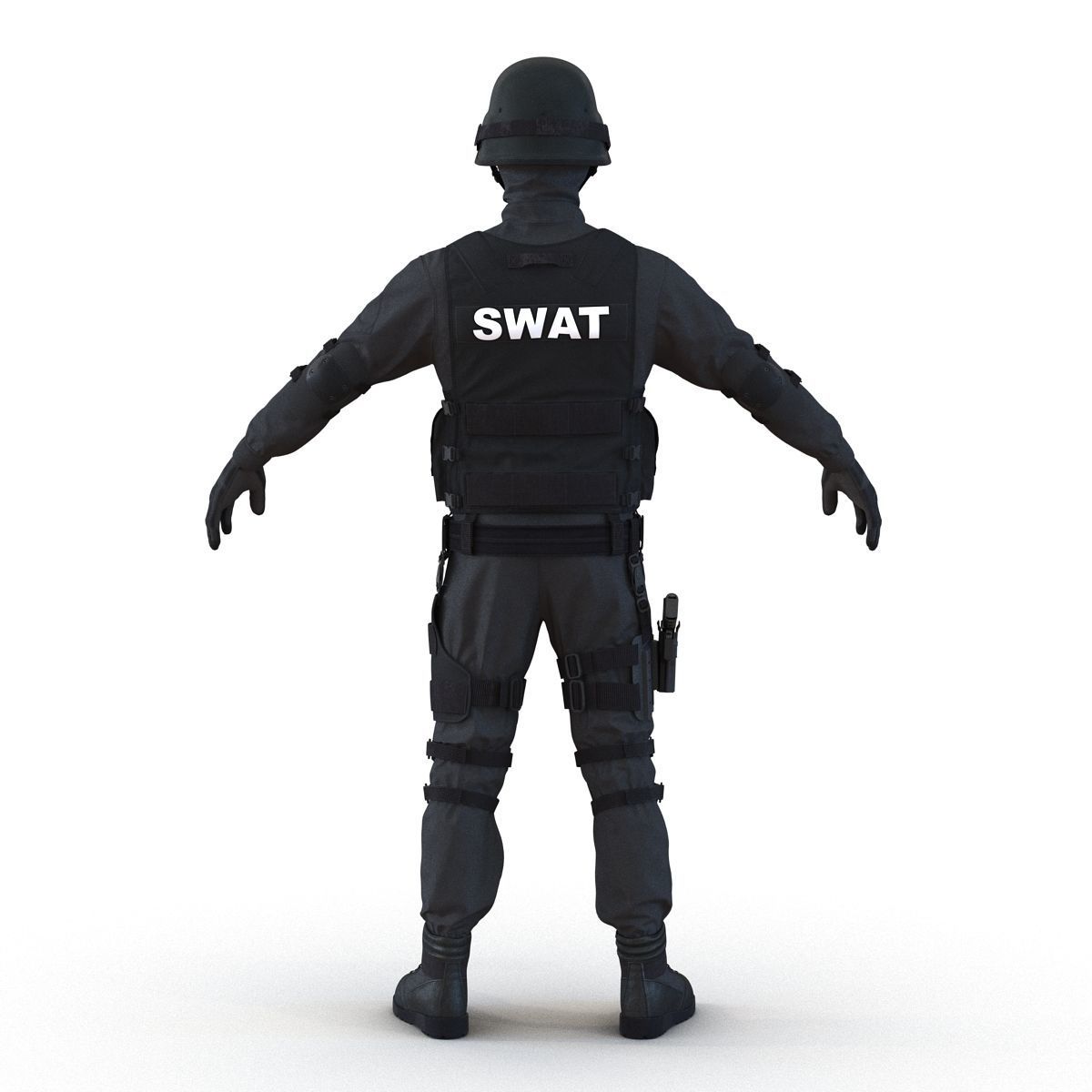 SWAT Man Afro American Rigged 3D model_20