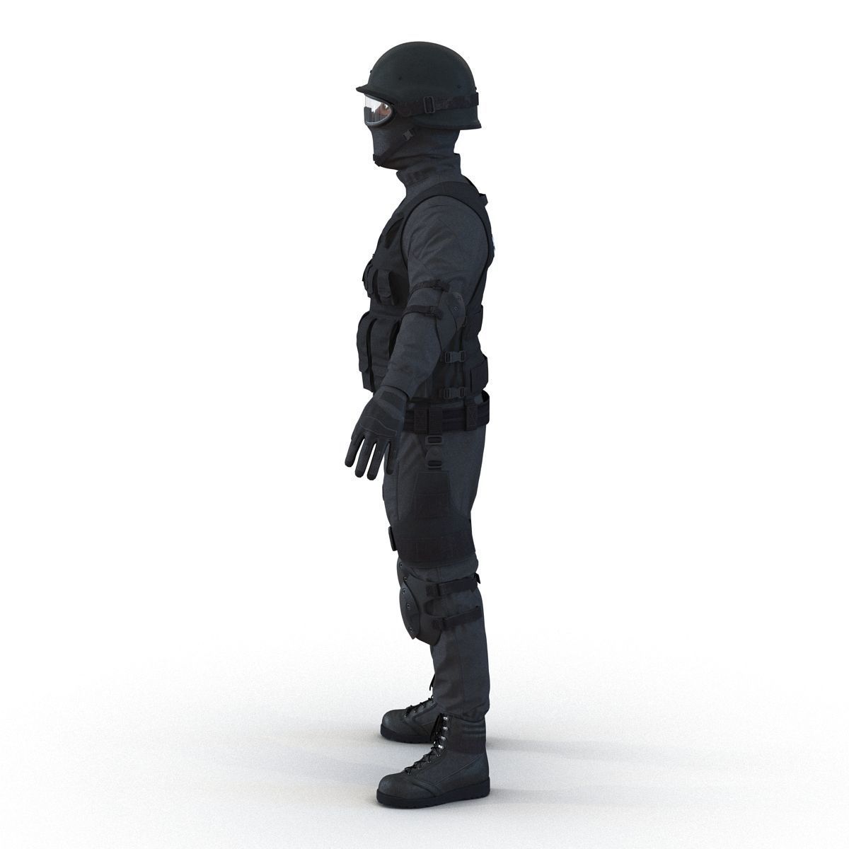 SWAT Man Afro American Rigged 3D model_23
