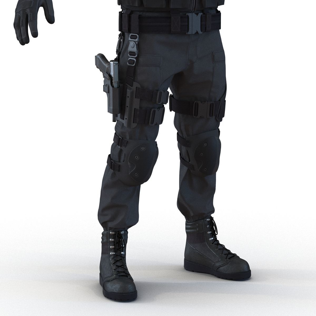 SWAT Man Afro American Rigged 3D model_19