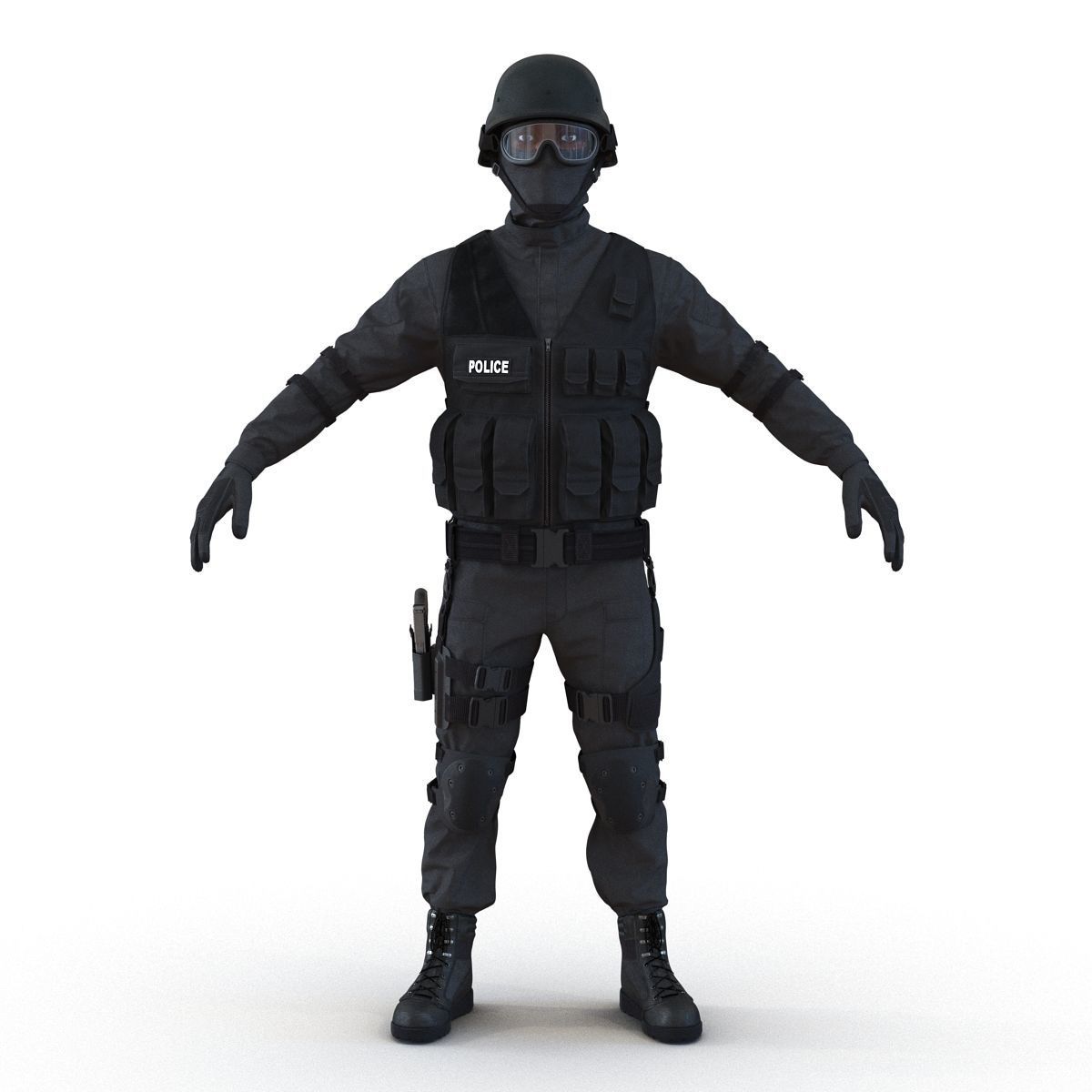 SWAT Man Afro American Rigged 3D model_30