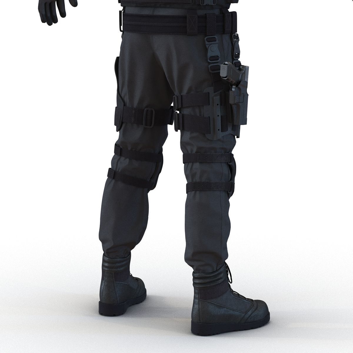 SWAT Man Afro American Rigged 3D model_5