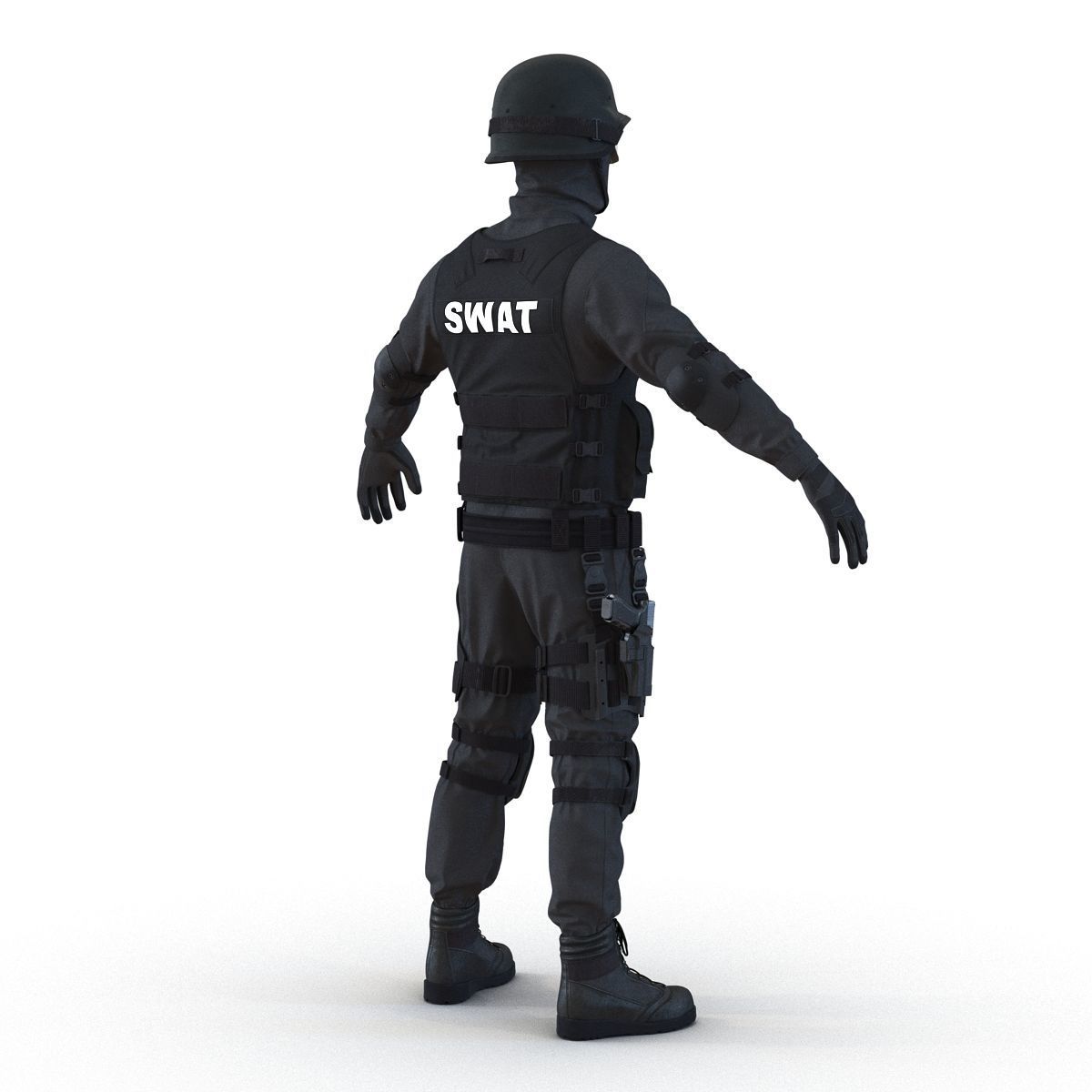 SWAT Man Afro American Rigged 3D model_33