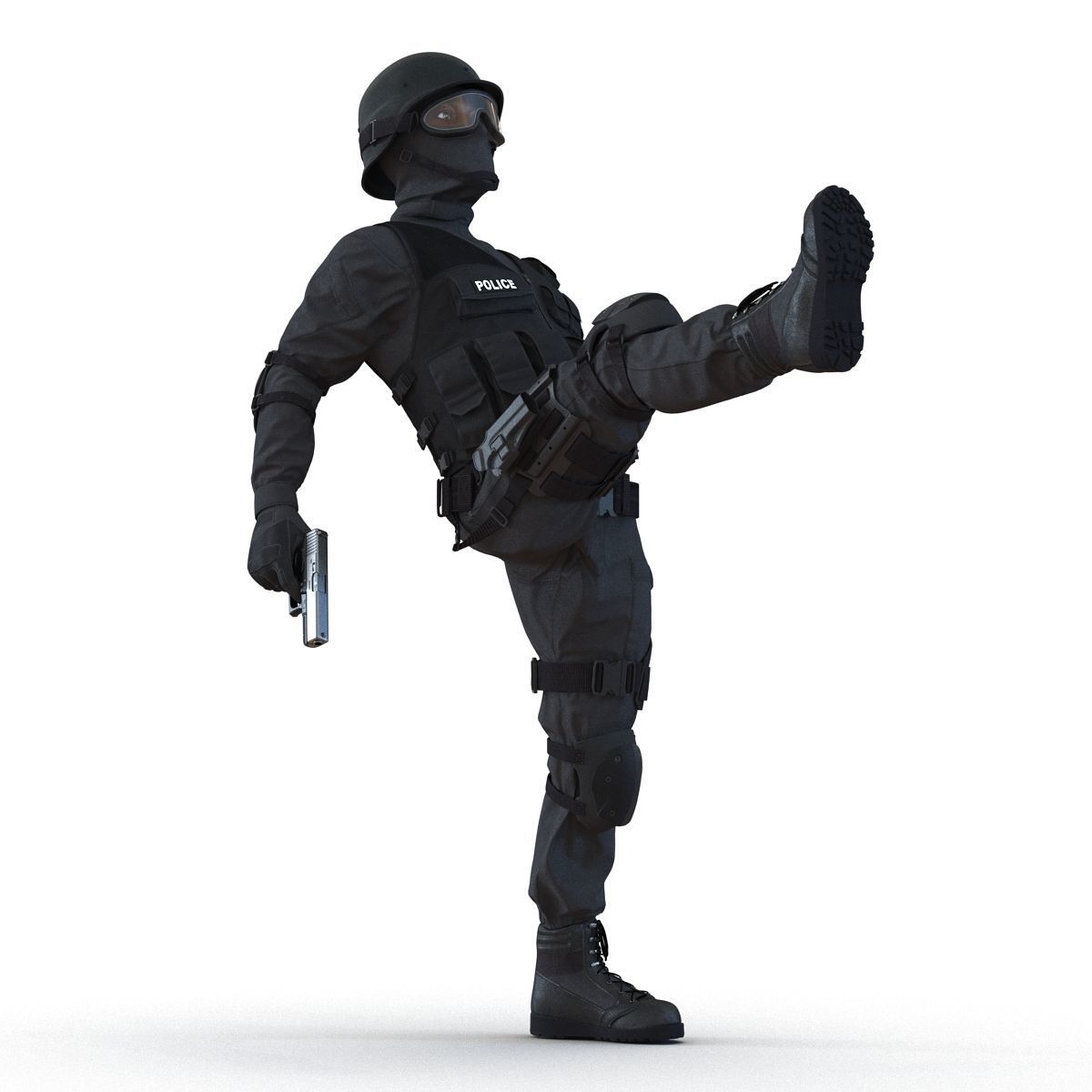 SWAT Man Afro American Rigged 3D model_13