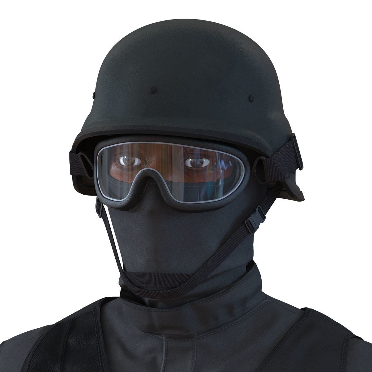 SWAT Man Afro American Rigged 3D model_18