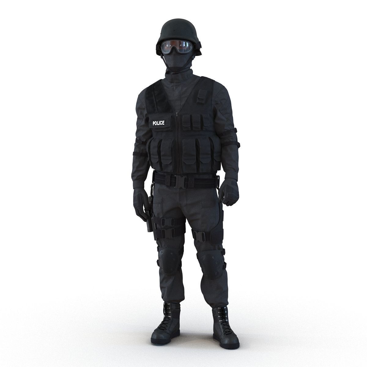 SWAT Man Afro American Rigged 3D model_31