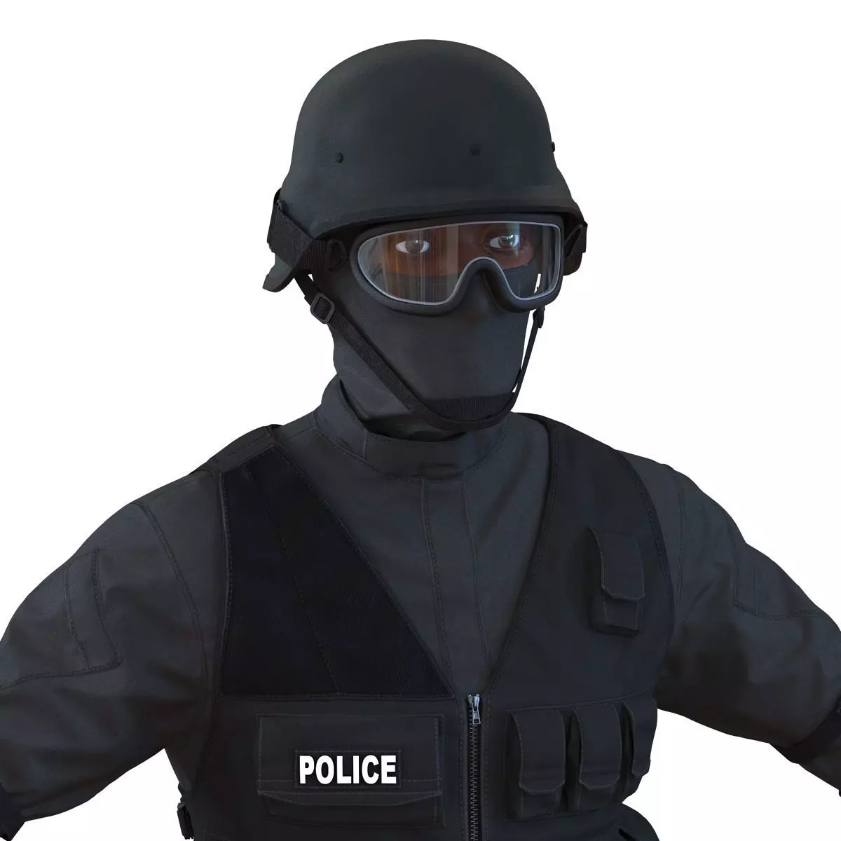 SWAT Man Afro American Rigged 3D model_0