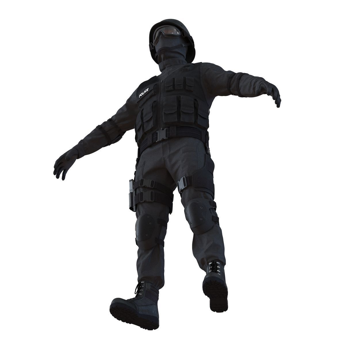 SWAT Man Afro American Rigged 3D model_7