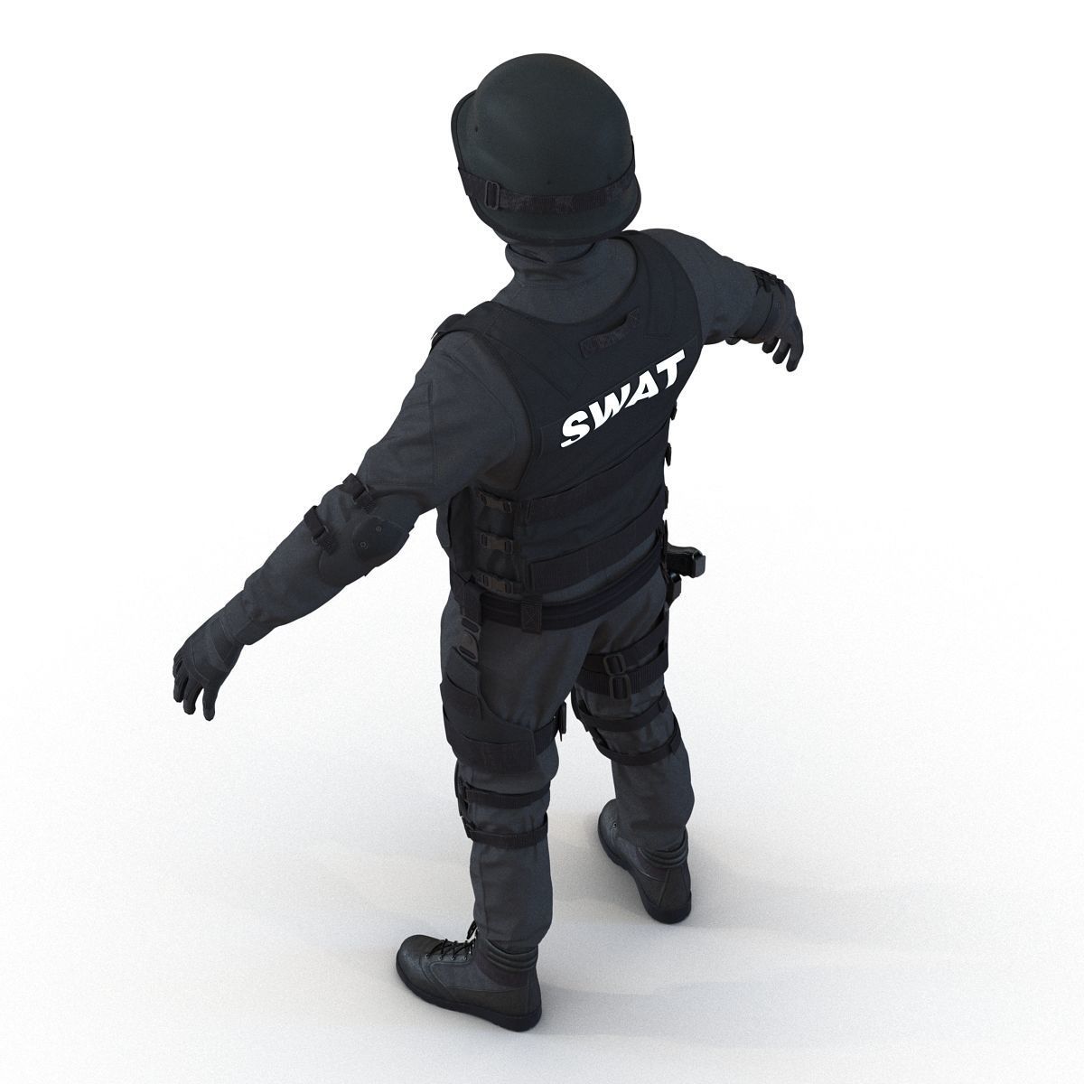 SWAT Man Afro American Rigged 3D model_28