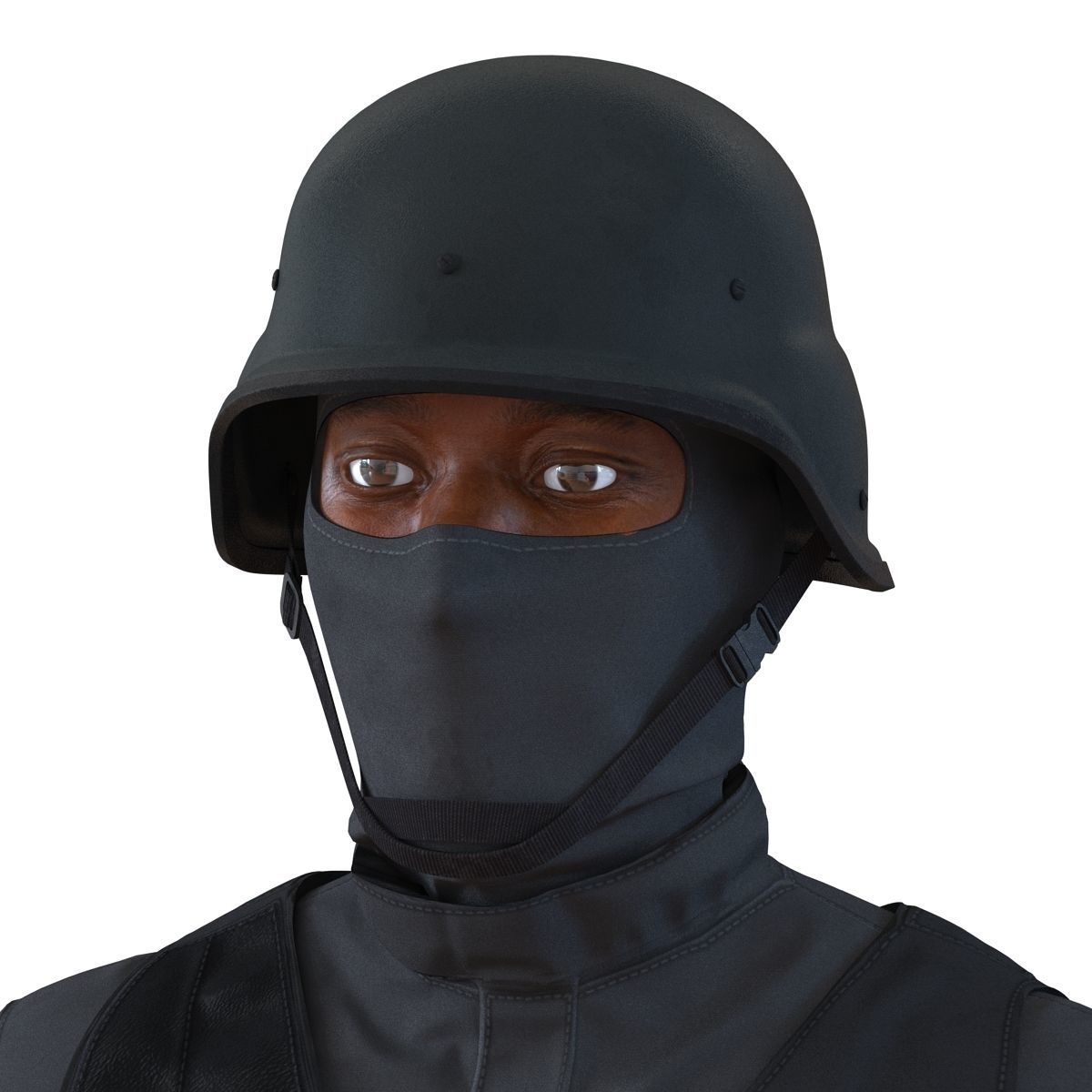 SWAT Man Afro American Rigged 3D model_9
