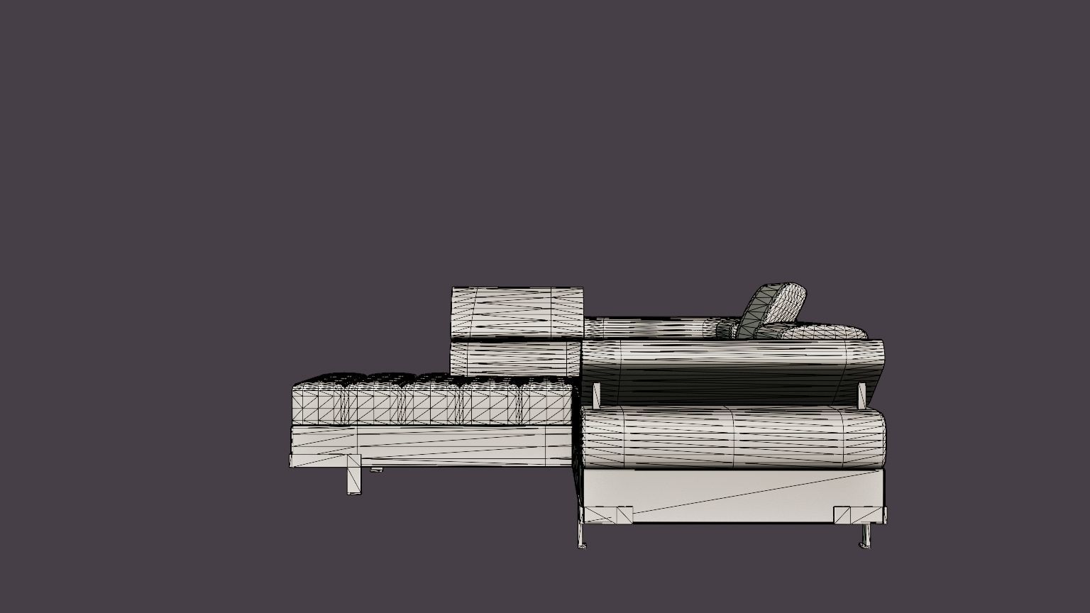 Corner Sofa Bed SELVA L Left Low-poly 3D model_7