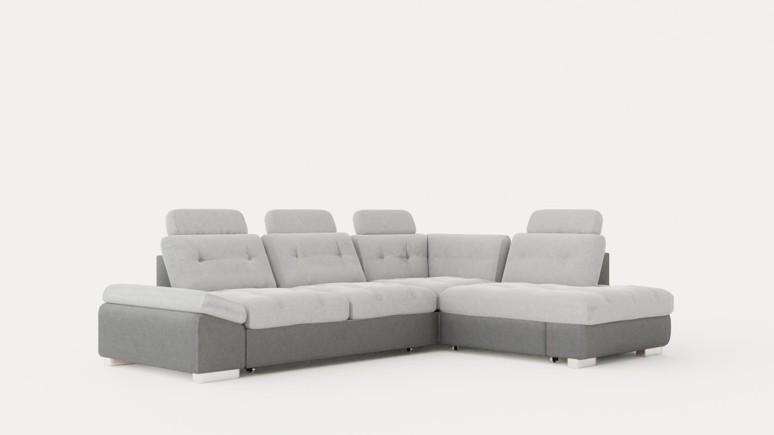 Corner Sofa Bed CALAMO 1 Grey Right Low-poly 3D model_1