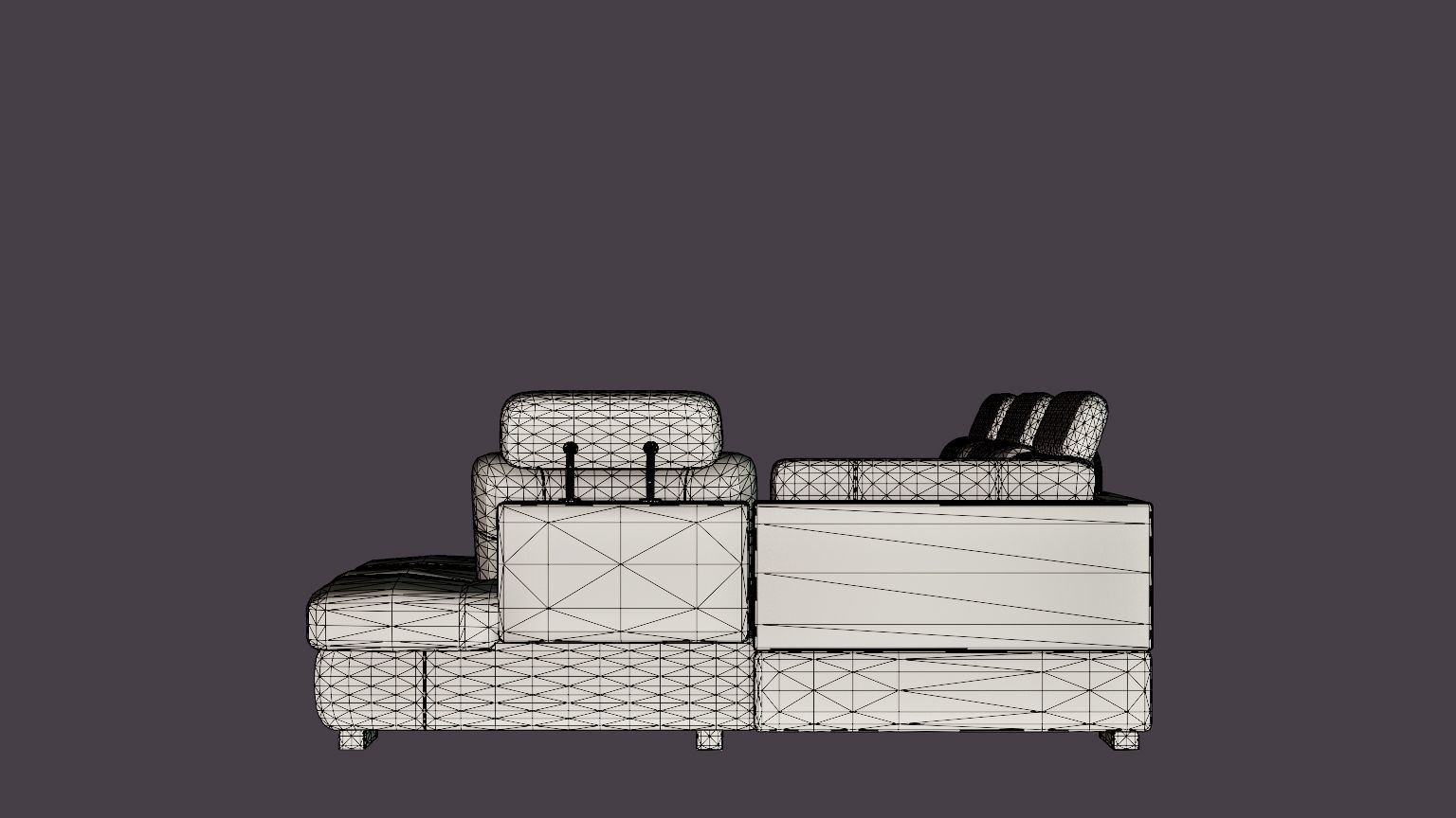 Corner Sofa Bed CALAMO 1 Grey Right Low-poly 3D model_7
