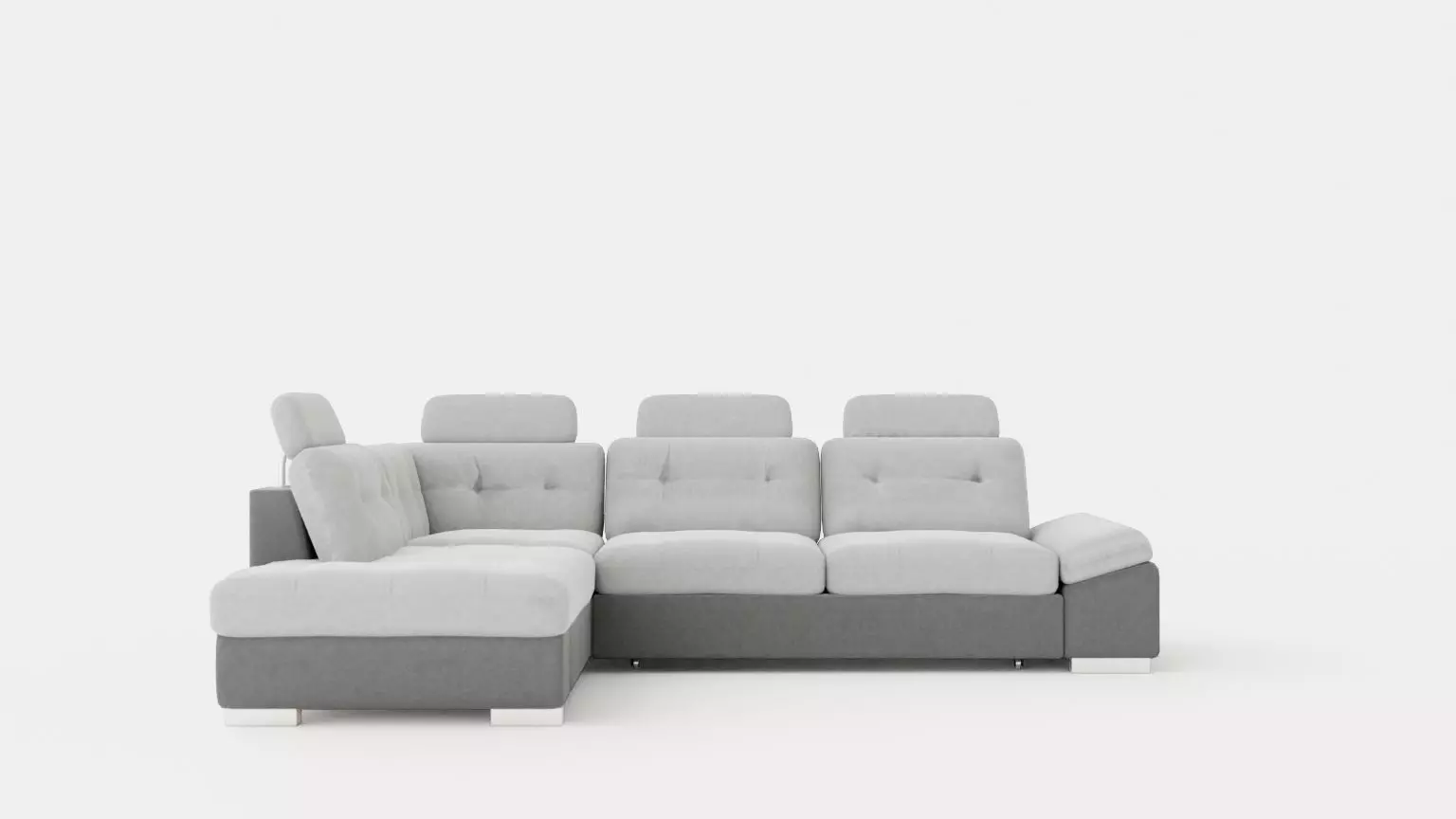 Corner Sofa Bed CALAMO 1 Grey Left Low-poly 3D model_0