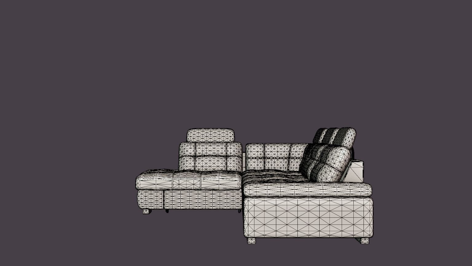 Corner Sofa Bed CALAMO 1 Grey Left Low-poly 3D model_7