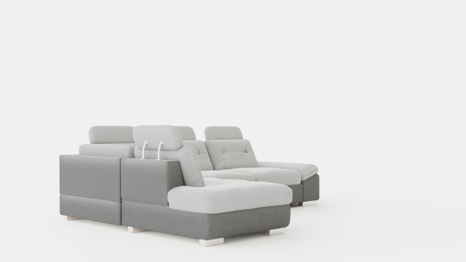 Corner Sofa Bed CALAMO 1 Grey Left Low-poly 3D model_1