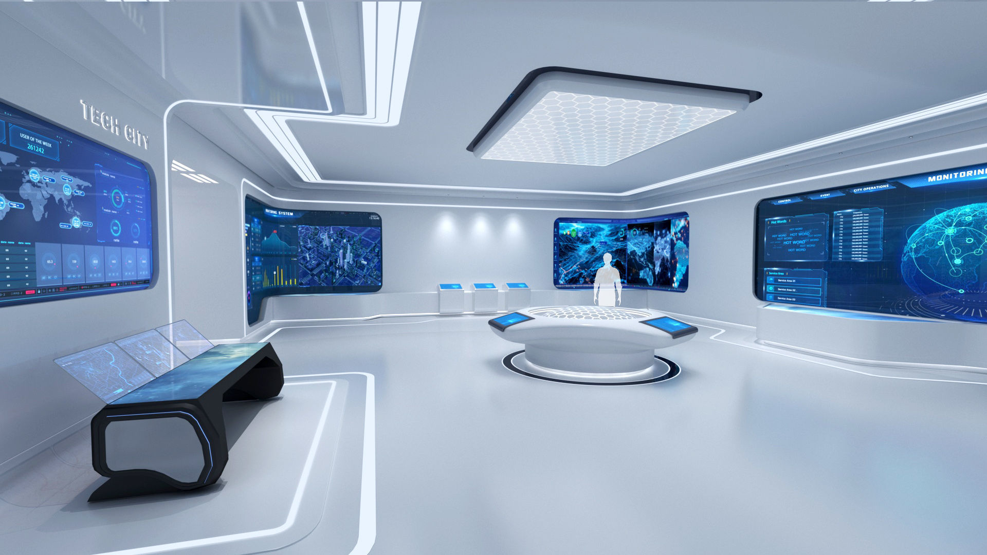 Futuristic and Exhibition Room 3D model_7