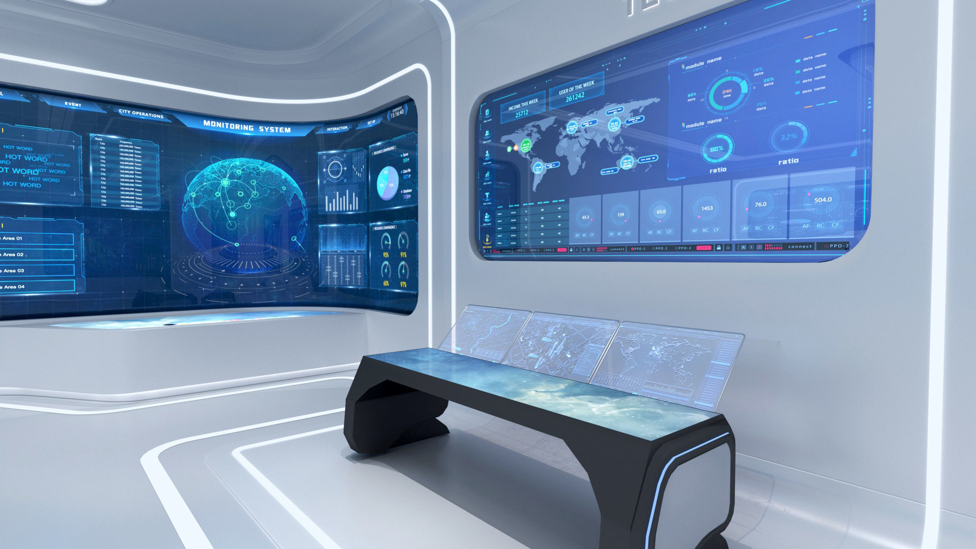 Futuristic and Exhibition Room 3D model_3