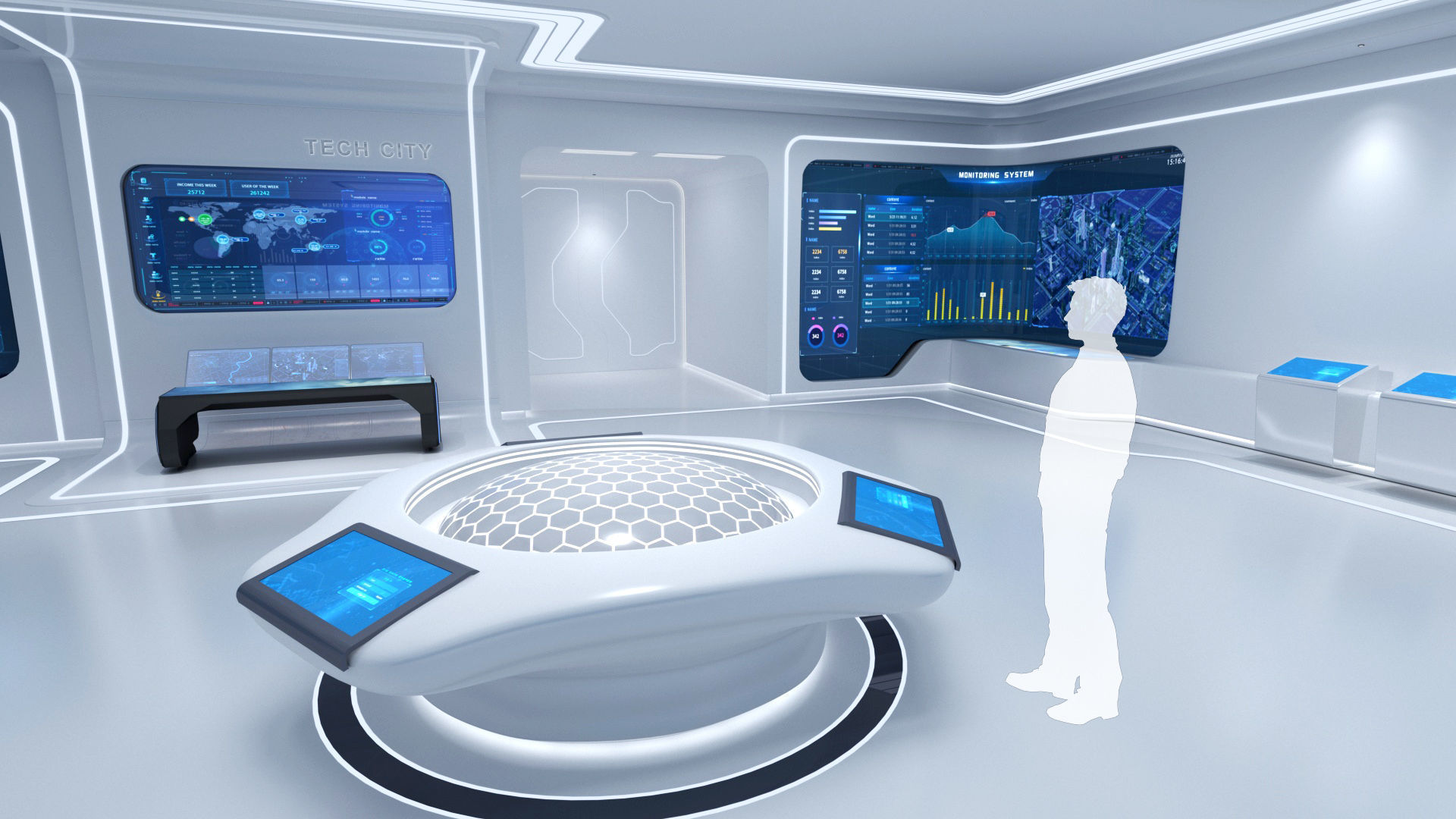 Futuristic and Exhibition Room 3D model_5