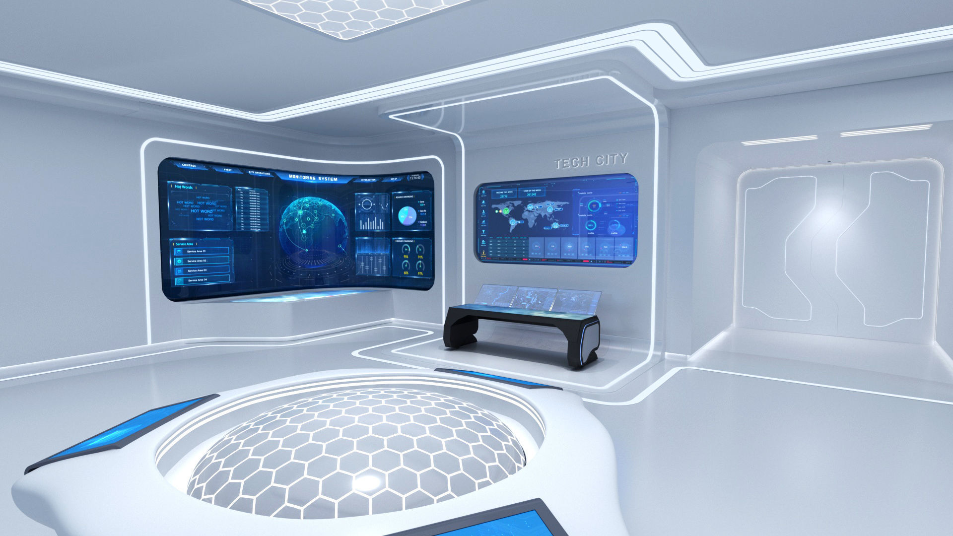 Futuristic and Exhibition Room 3D model_2