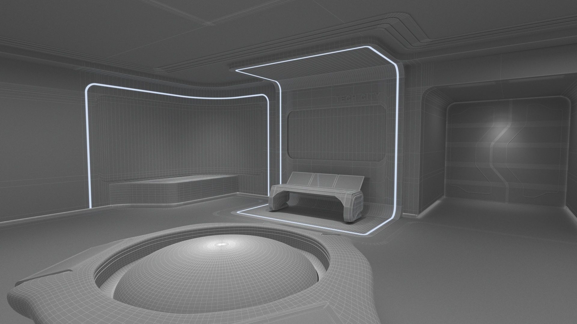 Futuristic and Exhibition Room 3D model_9