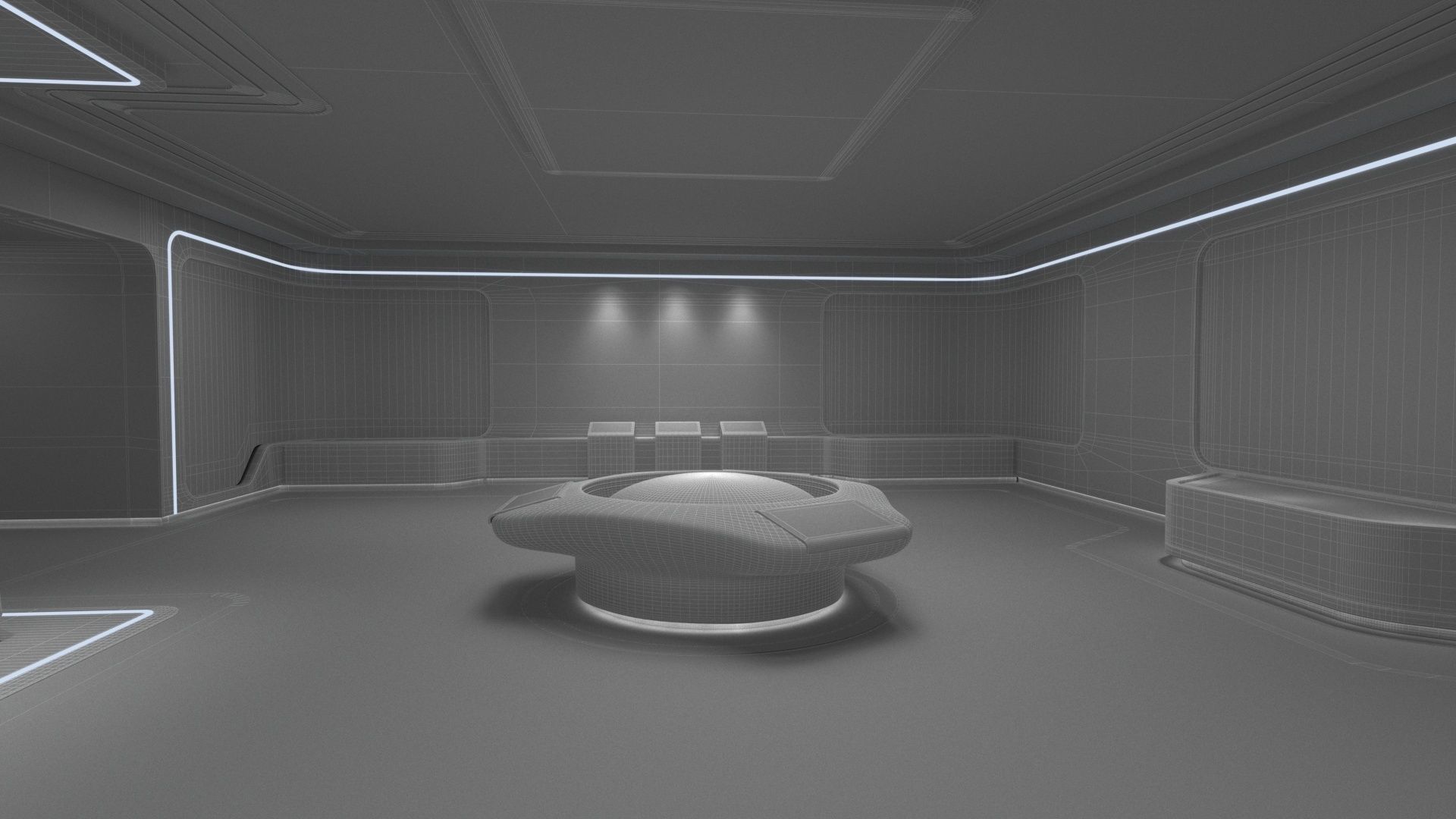 Futuristic and Exhibition Room 3D model_8