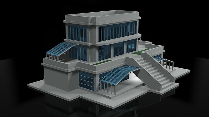 Futuristic Building - Low Poly Low-poly 3D model