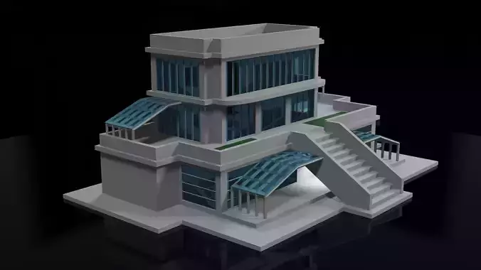 Futuristic Building - Low Poly