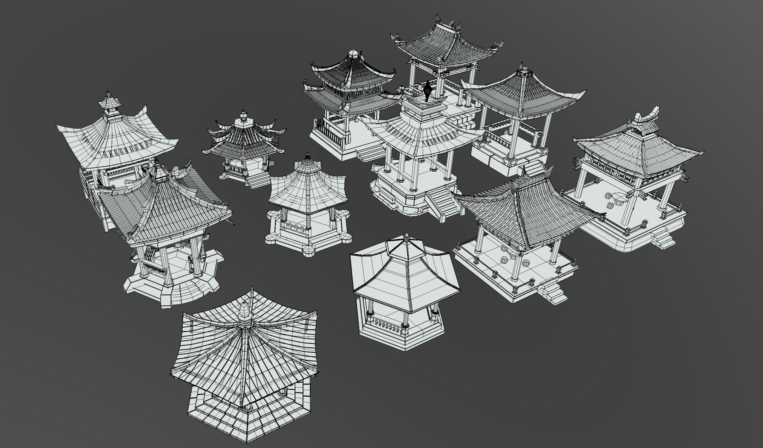 Pavilion Package Low-poly 3D model_14