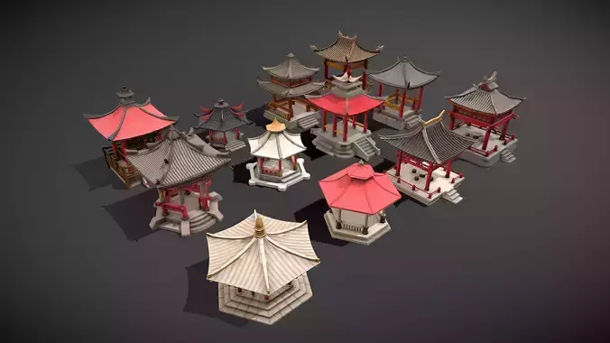 Pavilion Package Low-poly 3D model