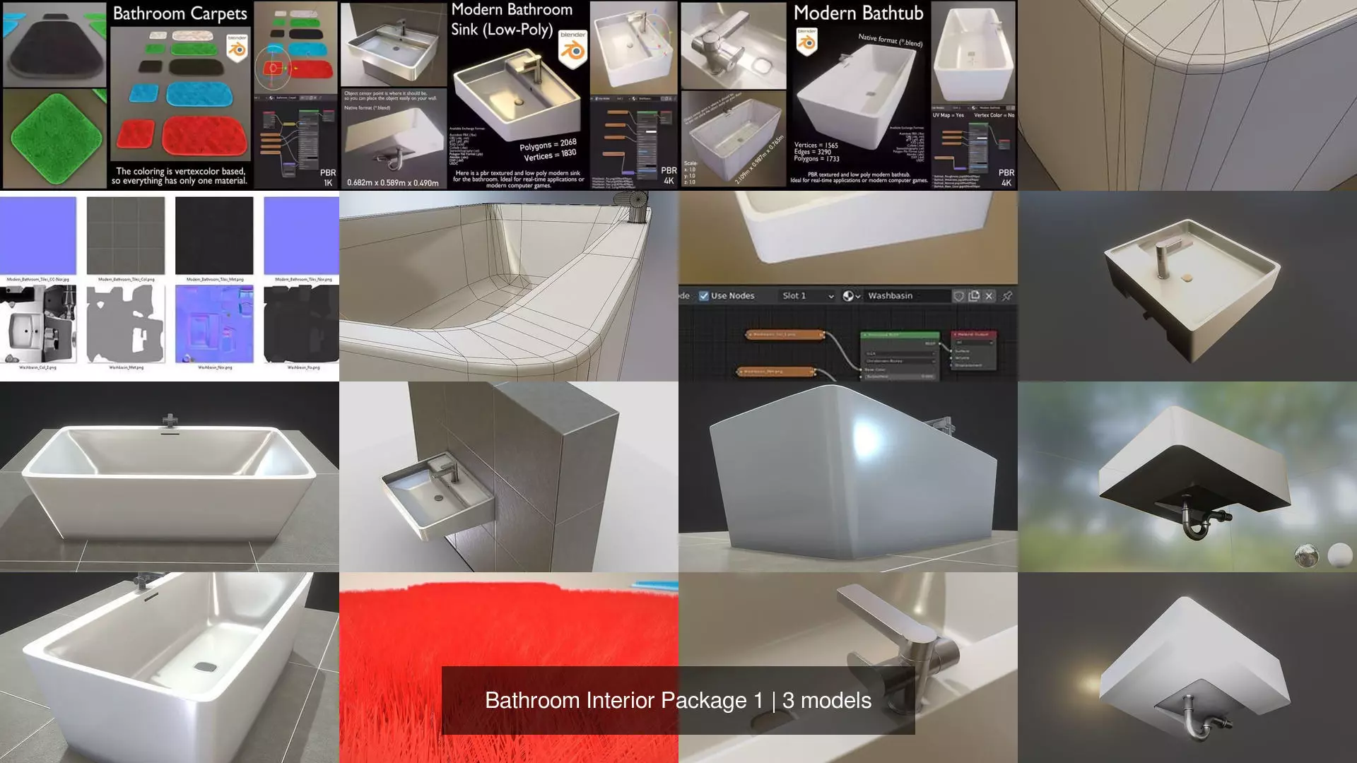 Bathroom Interior Package 1 3D Model Collection_1