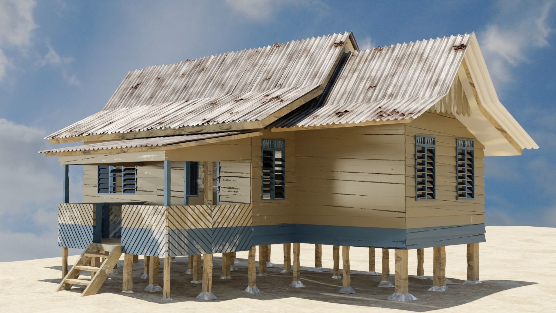 Old Beach House - 3D Modelling - Relistic Style 3D model_1