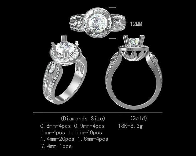 Fancy bridal diamond engagement ring for women 3D model Free 3D print model