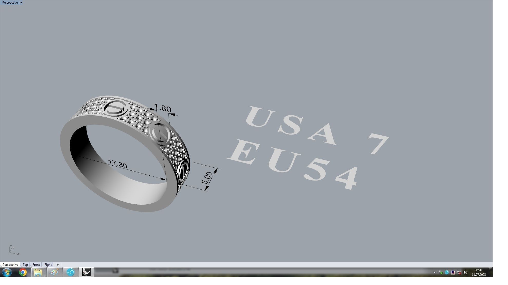 Paved Ring 17 3 mm 3D print model_6