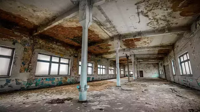 Destroyed abandoned manufactory 3D model