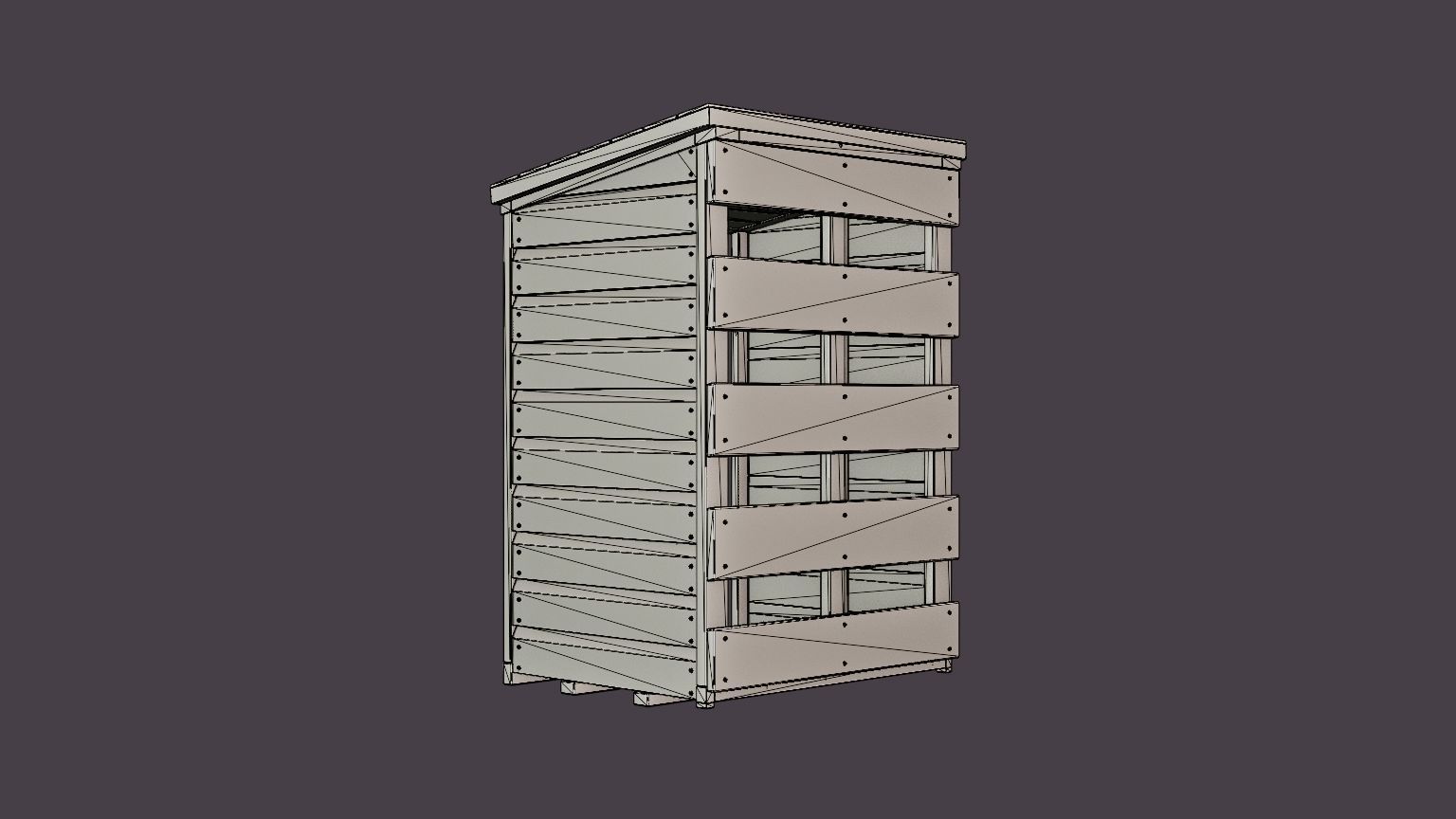 Mini Log Store Low-poly 3D model_6