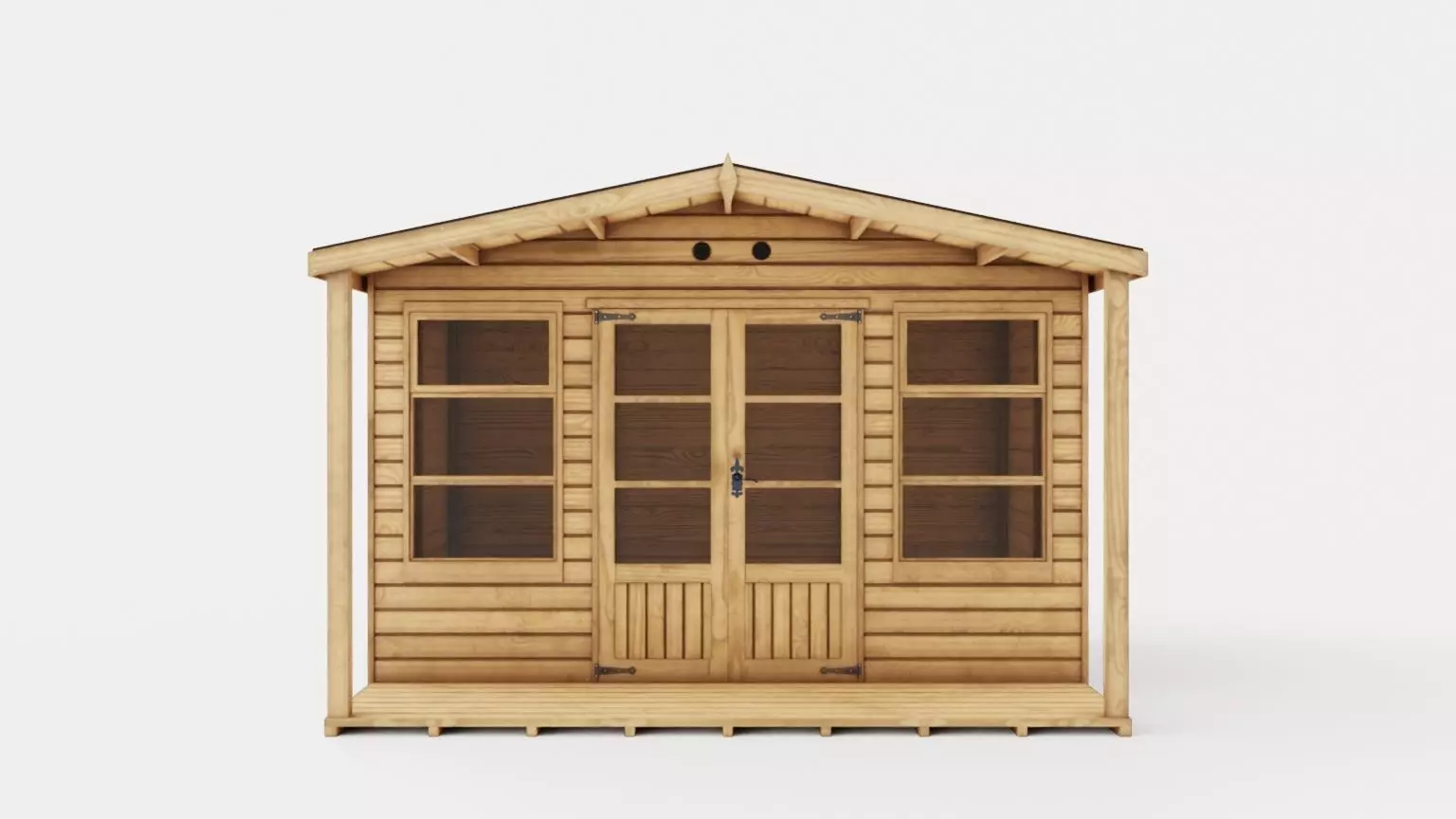 Chalet Summer House Low-poly 3D model_0