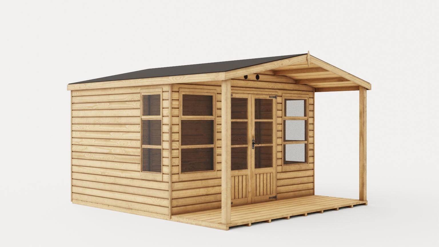 Chalet Summer House Low-poly 3D model_1