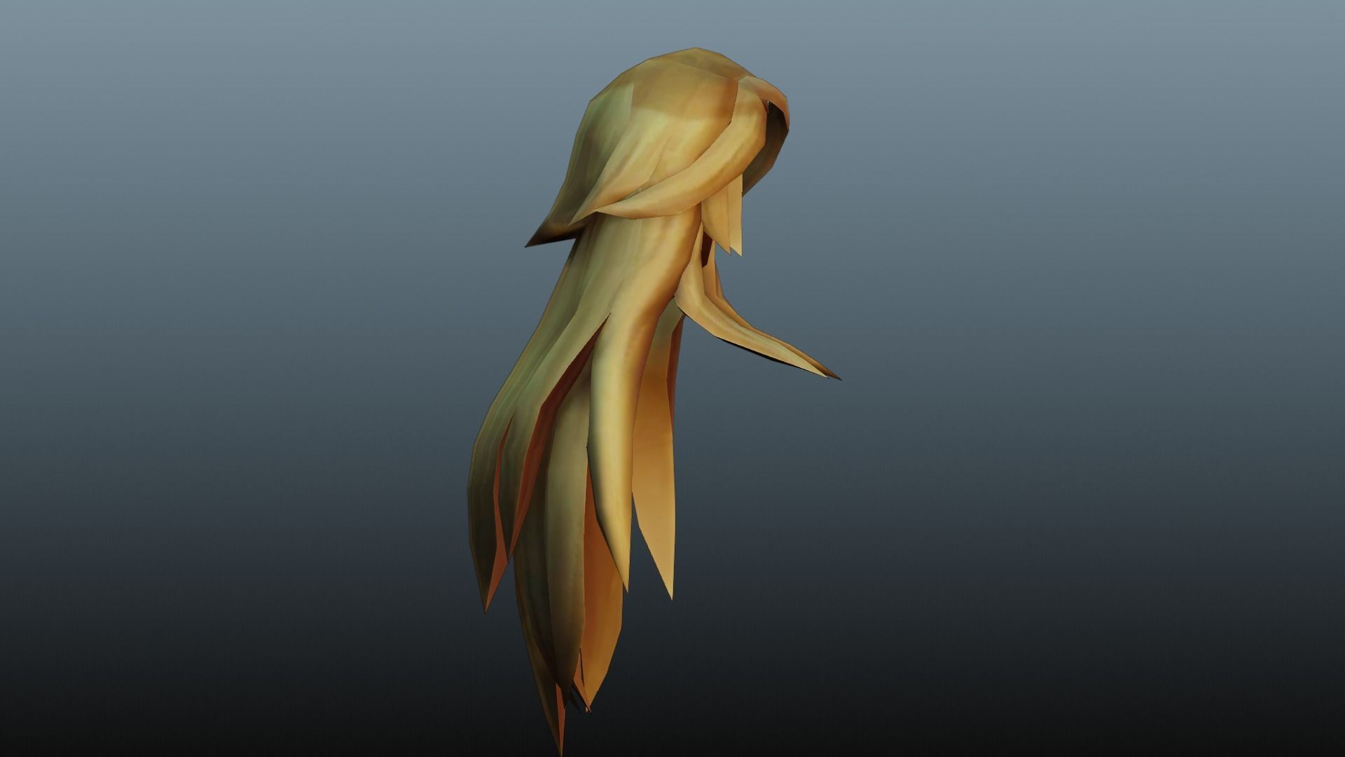Female hair 4 colors Low-poly 3D model_7