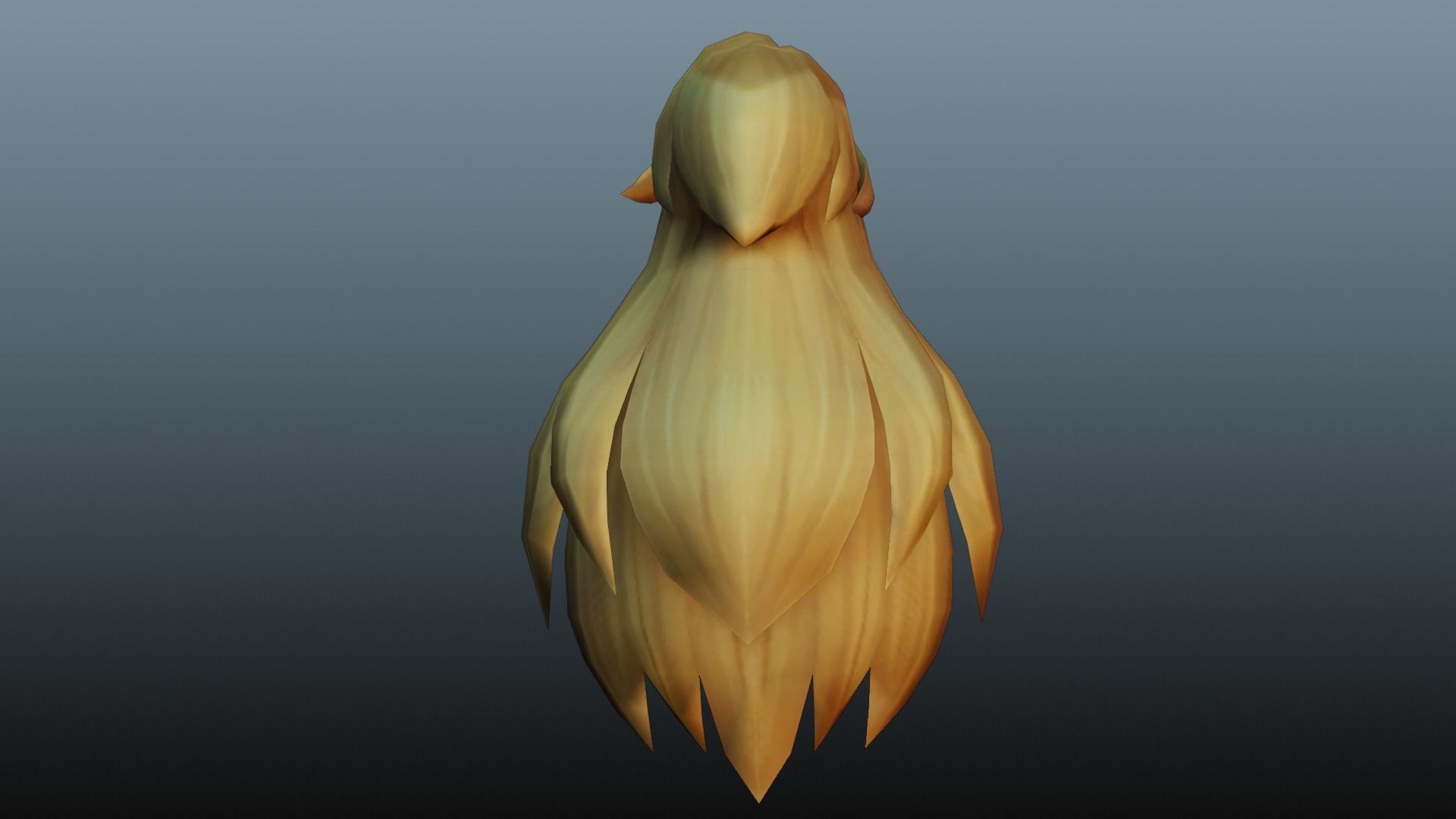 Female hair 4 colors Low-poly 3D model_5